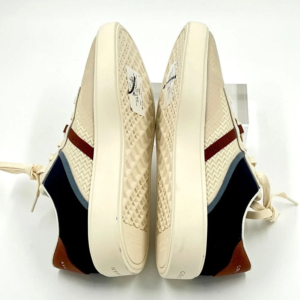 Cole Haan Mens Size 10.5 Sneaker Beige Navy NEW Grand 360 Crosscourt Winner $160